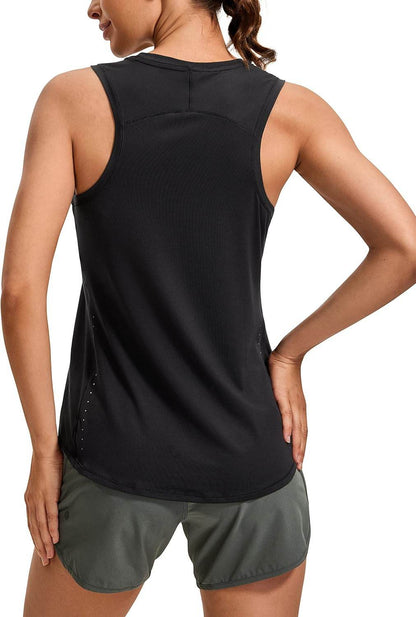 CRZ YOGA Lightweight Racerback Tank Tops for Women High Neck Workout Athletic Running Sleeveless Shirts - zenfulharmony.com