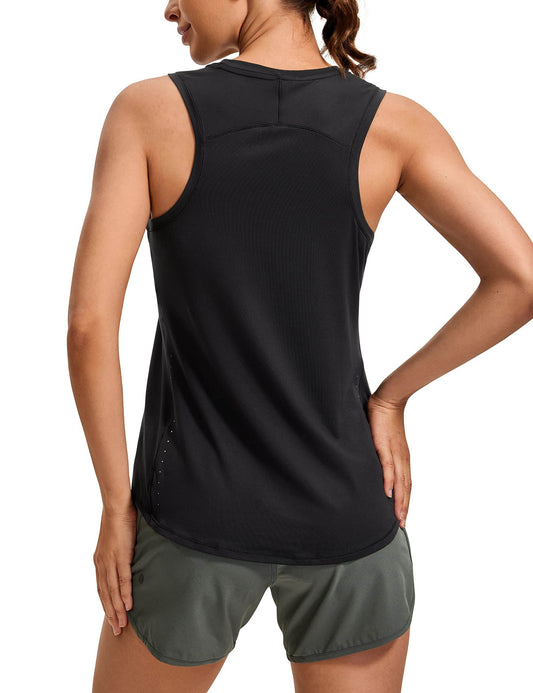 CRZ YOGA Lightweight Tank Top for Women Racerback Sleeveless Workout Tops High Neck Athletic Running Shirts Black Large - zenfulharmony.com