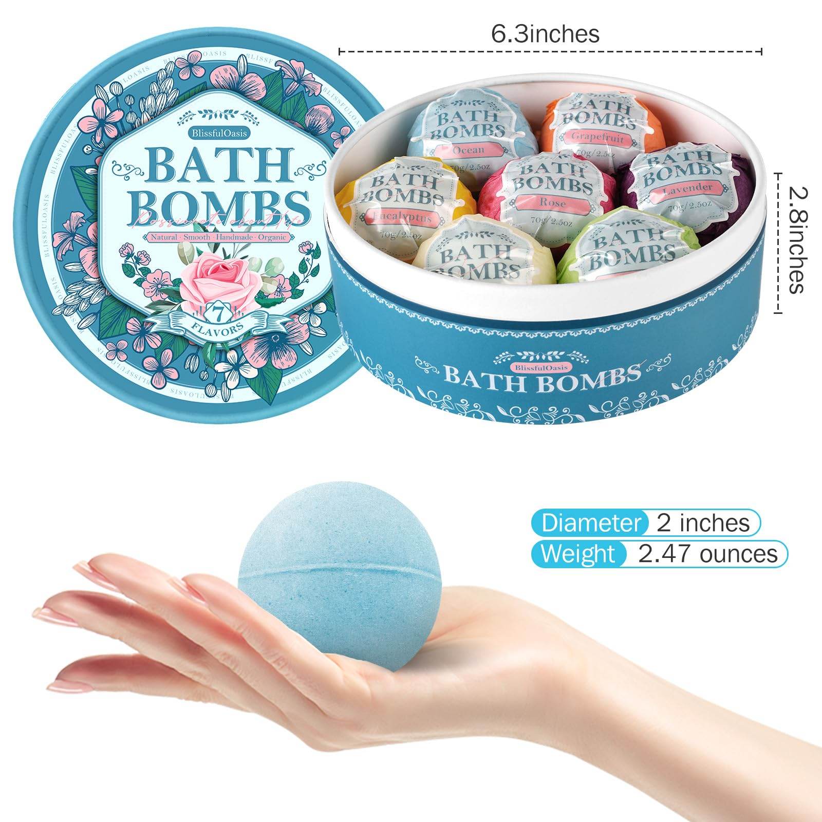 Bath Bombs Set, 7 Packs Bubble Fizzies Relaxation with Shea Butter, Dry Skin Moisturize, Birthday, Christmas Gift, Valentine’s Idea for Women, Mother, Wife, Girlfriend - zenfulharmony.com