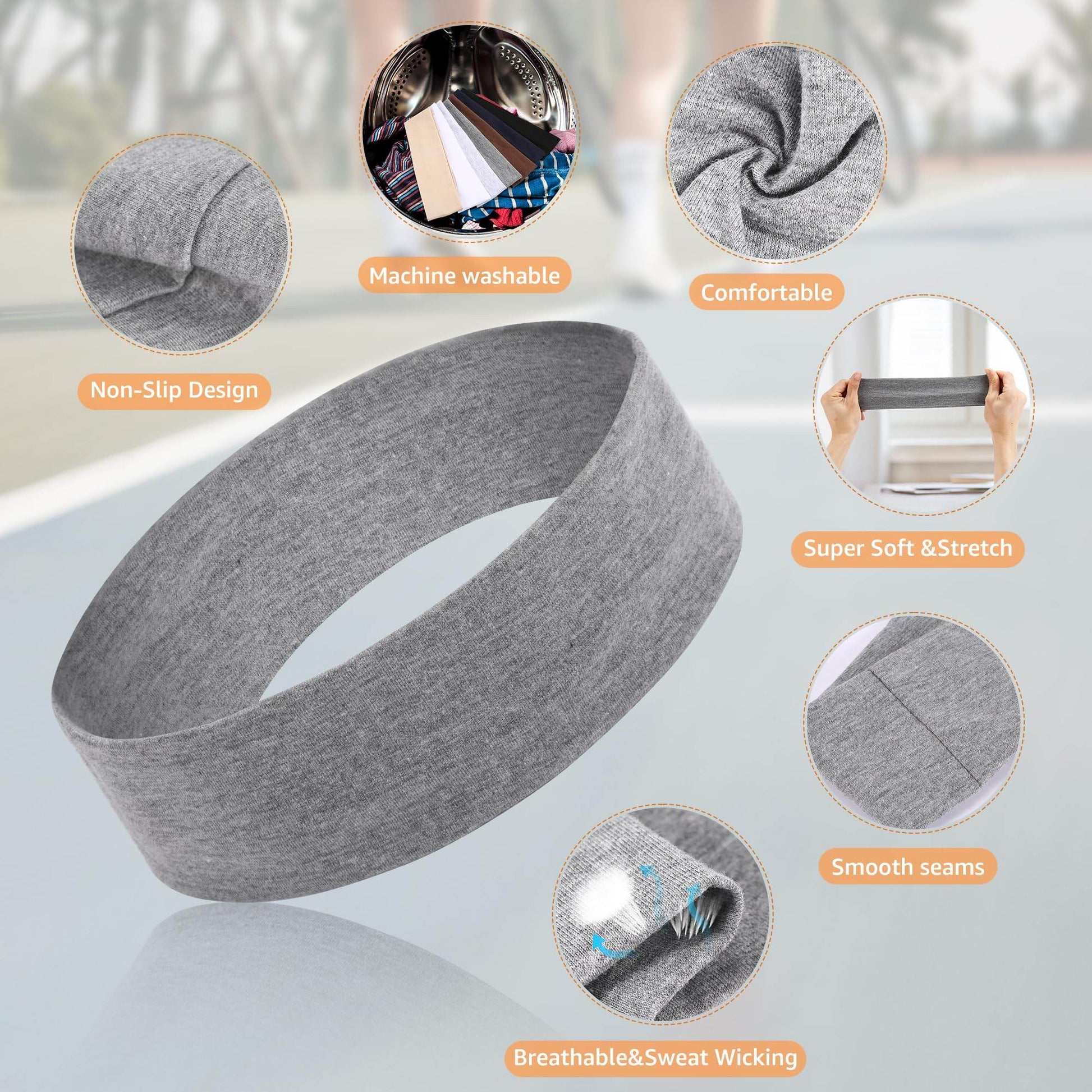 DiyJibb Headbands for Women Non Slip - 7PCS Fashion Sports Hair Bands for Women's Hair, Soft Cotton Cloth Stretchy Headbands for Women for Workout Yoga Running - zenfulharmony.com