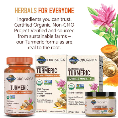 Garden of Life Organics Extra Strength Turmeric Inflammatory Response 120 Tablets-100Mg Curcumin (95% Curcuminoids) Black Pepper, Probiotics, Organic Non-GMO Vegan Gluten Free Herbal Supplement - zenfulharmony.com