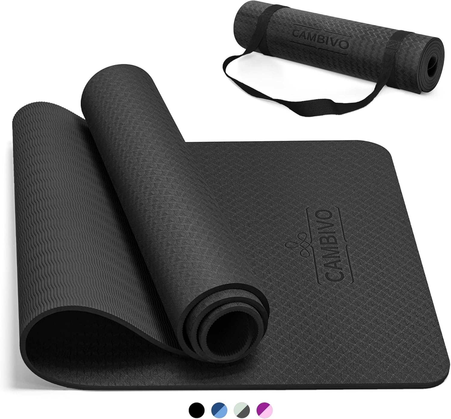 CAMBIVO Yoga Mat for Women Men Kids, 1/3 & 1/4 & 2/5 Inch Extra Thick Yoga Mat Non Slip, 72" x 24" TPE Yoga Mats, Workout Mat with Carrying Strap for Yoga, Pilates and Floor Exercises - zenfulharmony.com