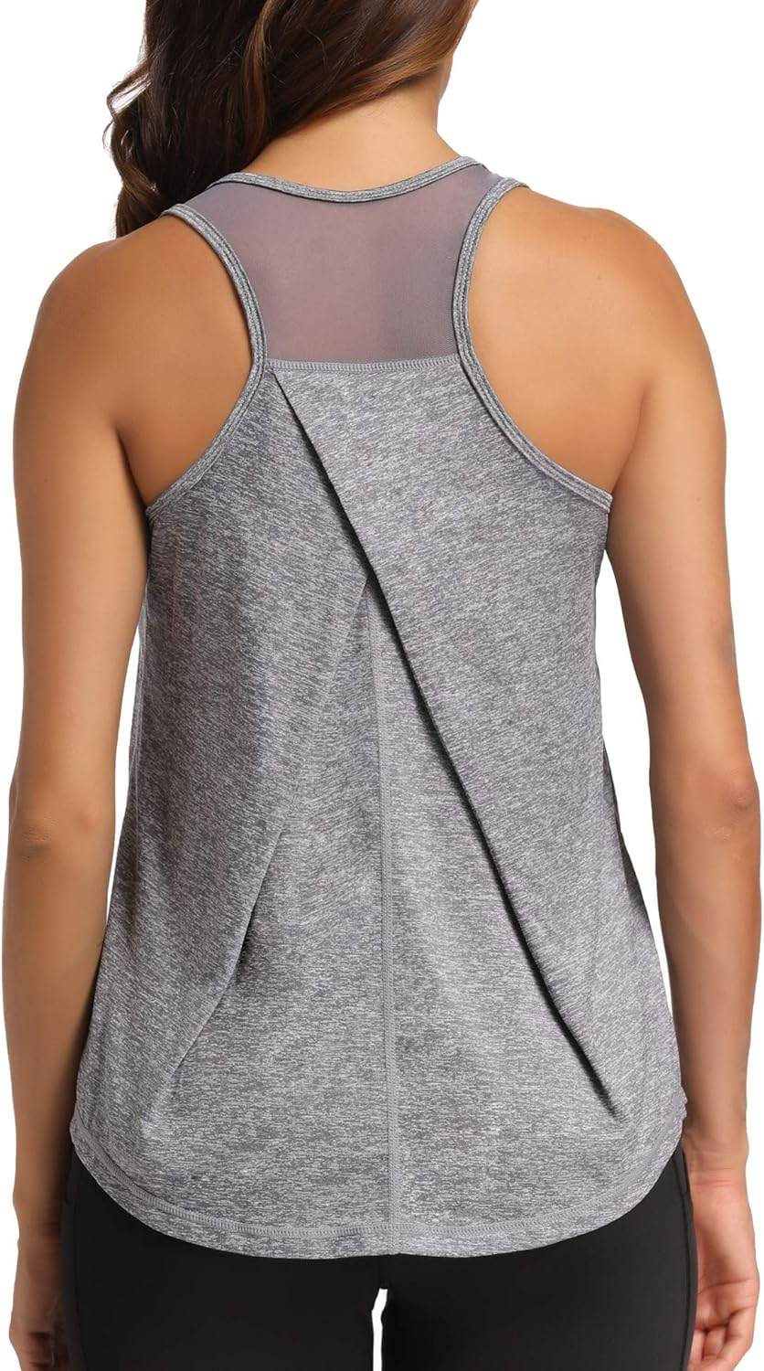 Aeuui Womens Workout Tops for Women Racerback Tank Tops Mesh Yoga Shirts Athletic Running Tank Tops Sleeveless Gym Clothes - zenfulharmony.com