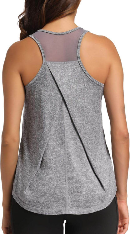Aeuui Womens Workout Tops for Women Racerback Tank Tops Mesh Yoga Shirts Athletic Running Tank Tops Sleeveless Gym Clothes - zenfulharmony.com
