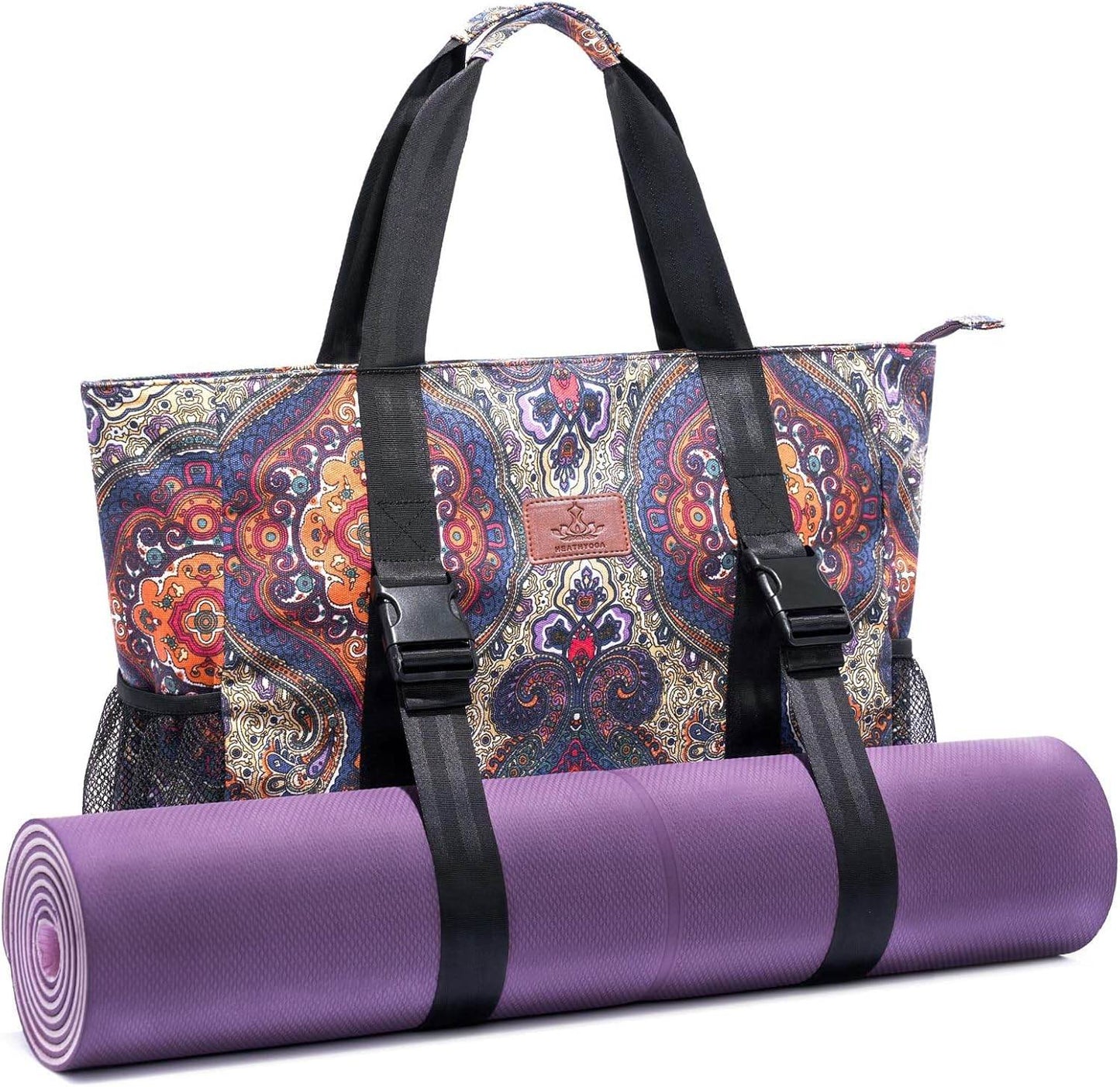 Heathyoga Multi-Functional Yoga Mat Carrier Gym Tote Bag - Large Mat Pocket, Women's Workout Bag - zenfulharmony.com