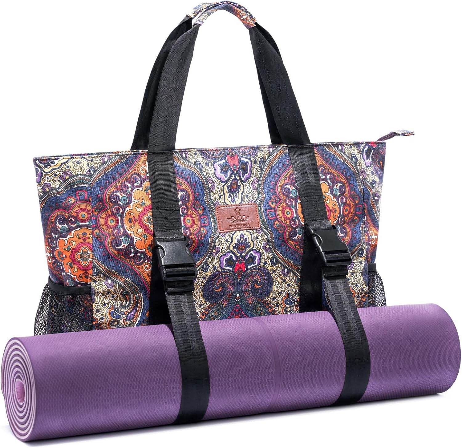 Heathyoga Multi-Functional Yoga Mat Carrier Gym Tote Bag - Large Mat Pocket, Women's Workout Bag - zenfulharmony.com