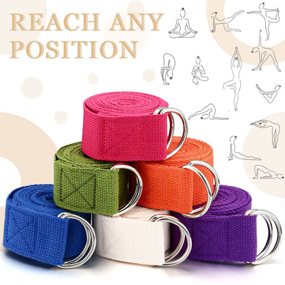6 Pcs Yoga Strap for Stretching 8 Ft Yoga Exercise Adjustable Straps Yoga Bands with Safe Adjustable D Ring Buckle for Pilates Gym Workouts Yoga Fitness Improves Sitting Posture (Bright Color) - zenfulharmony.com