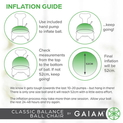 Gaiam Classic Balance Ball Chair – Exercise Stability Yoga Ball Premium Ergonomic Chair for Home and Office, Cool Grey, 24-25" Sitting Height - zenfulharmony.com
