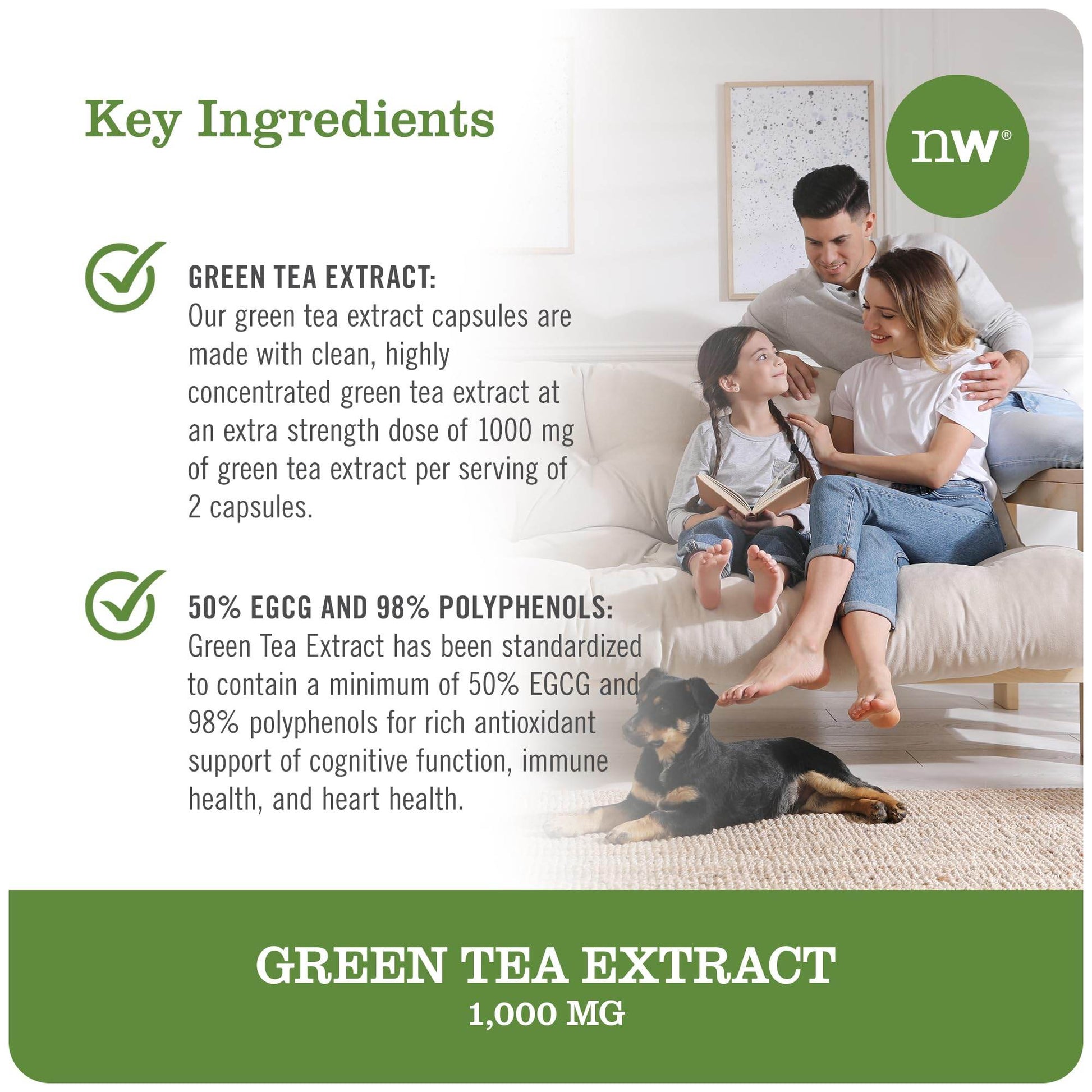 NatureWise Green Tea Extract Capsules 1000 mg - 50% EGCG & 98% Polyphenols - Extra Strength Antioxidants - Vegan, Gluten Free, Non-GMO - 60 Capsules[1-Month Supply] - zenfulharmony.com