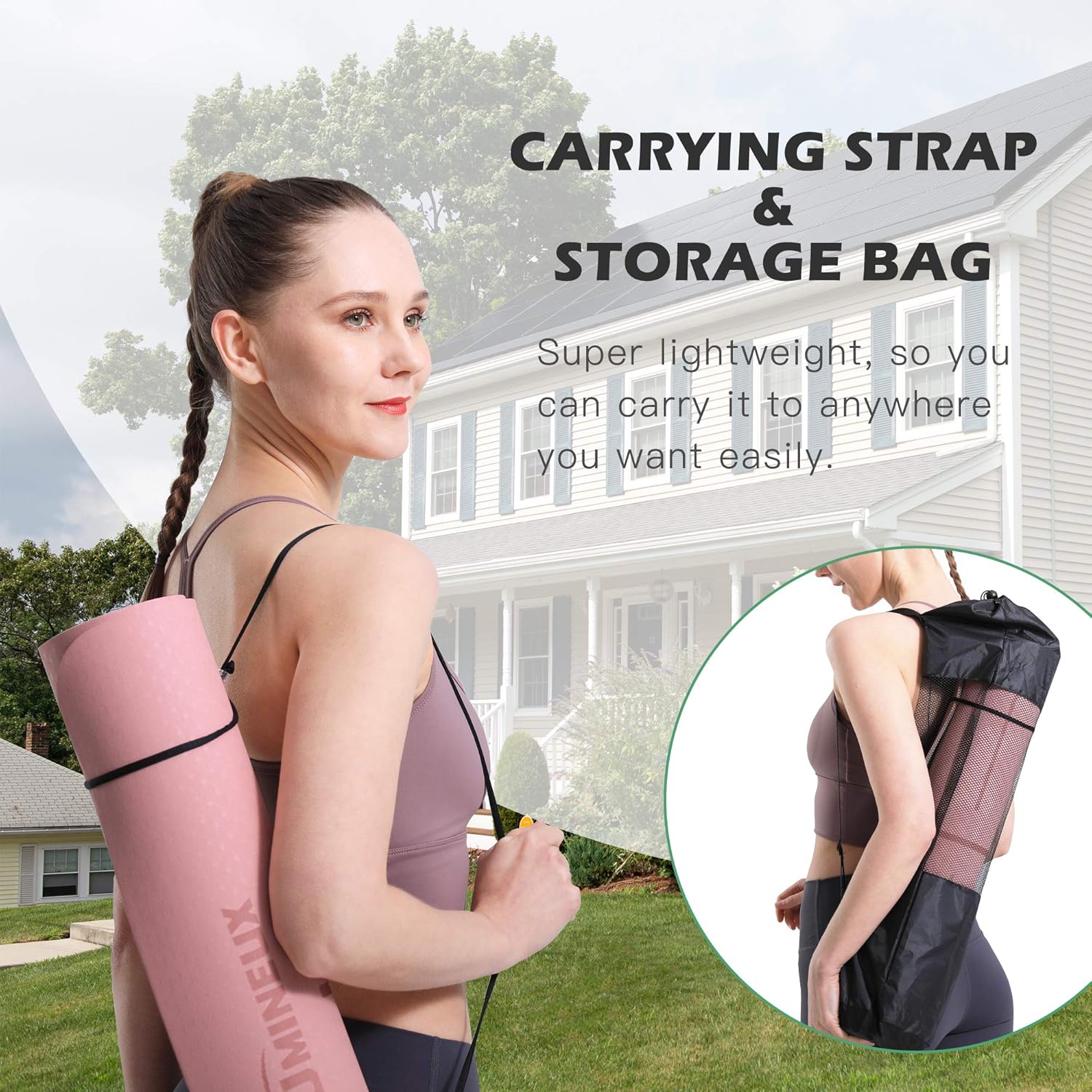 Yoga Mat Non Slip, Pilates Fitness Mats, Eco Friendly, Anti-Tear 1/4" Thick Yoga Mats for Women, Exercise Mats for Home Workout with Carrying Sling and Storage Bag - zenfulharmony.com