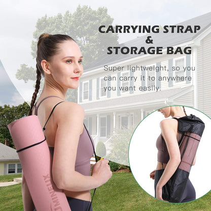 Yoga Mat Non Slip, Pilates Fitness Mats, Eco Friendly, Anti-Tear 1/4" Thick Yoga Mats for Women, Exercise Mats for Home Workout with Carrying Sling and Storage Bag - zenfulharmony.com