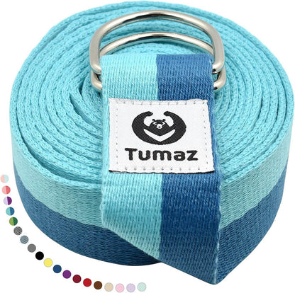 Tumaz Yoga Strap/Stretch Bands [15+ Colors, 6/8/10 Feet Options] with Extra Safe Adjustable D-Ring Buckle, Durable and Comfy Delicate Texture - Best for Daily Stretching, Physical Therapy, Fitness - zenfulharmony.com