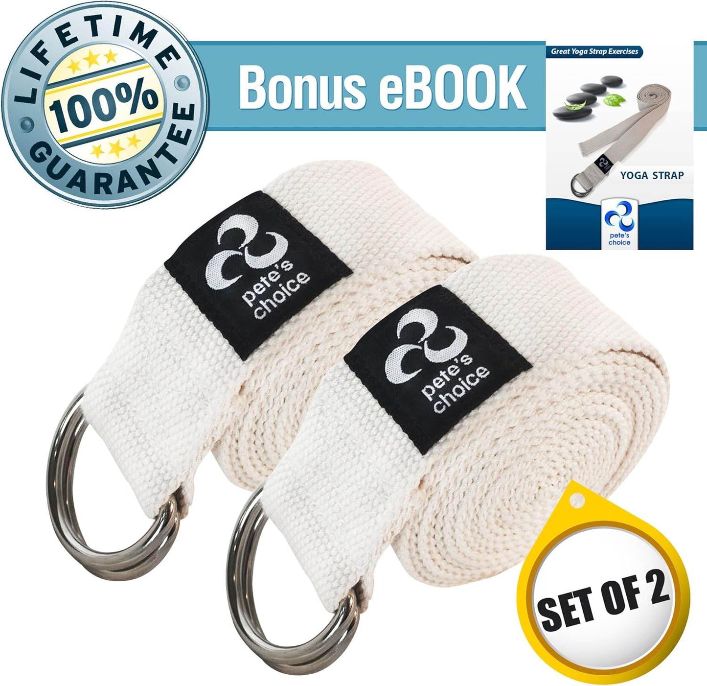 2-PACK or 5-PACK Yoga Exercise Adjustable Straps 8Ft | BONUS eBook | with Durable D-Ring For Pilates & Gym Workouts | Hold Poses, Stretch, Improve Flexibility & Maintain Balance - zenfulharmony.com