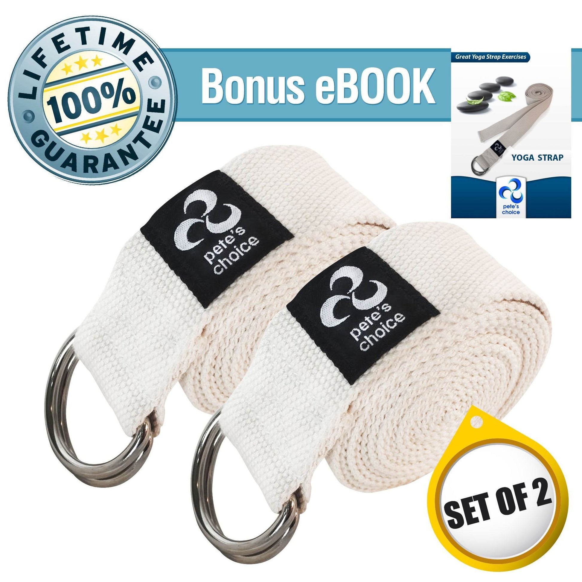2 PACK Yoga Exercise Adjustable Straps 8Ft | BONUS eBook | with Durable D-Ring For Pilates & Gym Workouts | Hold Poses, Stretch, Improve Flexibility & Maintain Balance - zenfulharmony.com
