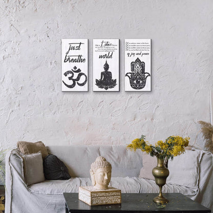 3 Pieces Buddha Quotes Wall Decors meditation room Inspirational Wall Arts Zen Meditation Decors Wooden Hanging Room Decors Meditation Home Decors Buddha Wall Arts for Living Room Yoga Decors - zenfulharmony.com