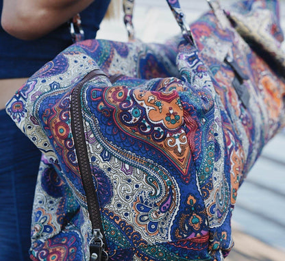 Kindfolk Yoga Mat Duffel Bag Canvas with Pocket and Zipper (Celestial) - zenfulharmony.com