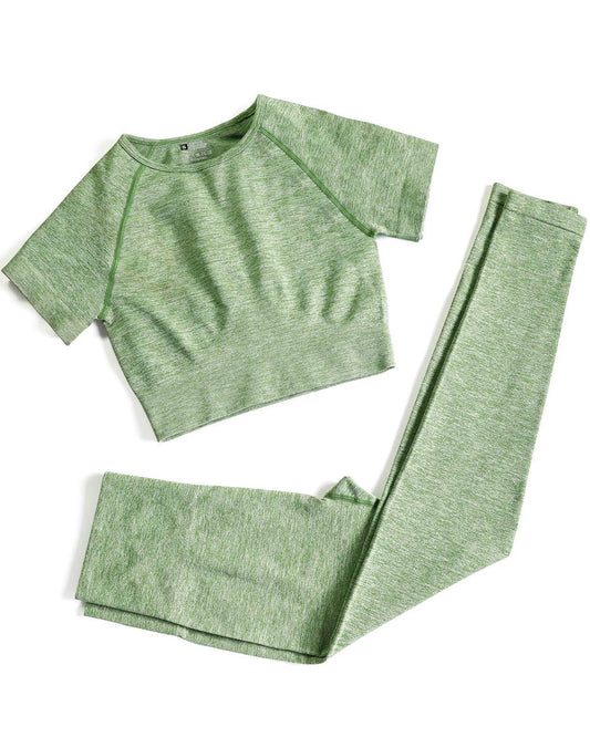 PINKSAVIOR Workout Sets for Women Two Piece Outfits Seamless High Waist Leggings Yoga Crop Tops Athletic Sports Gym Sets(P005M-Avocado - zenfulharmony.com