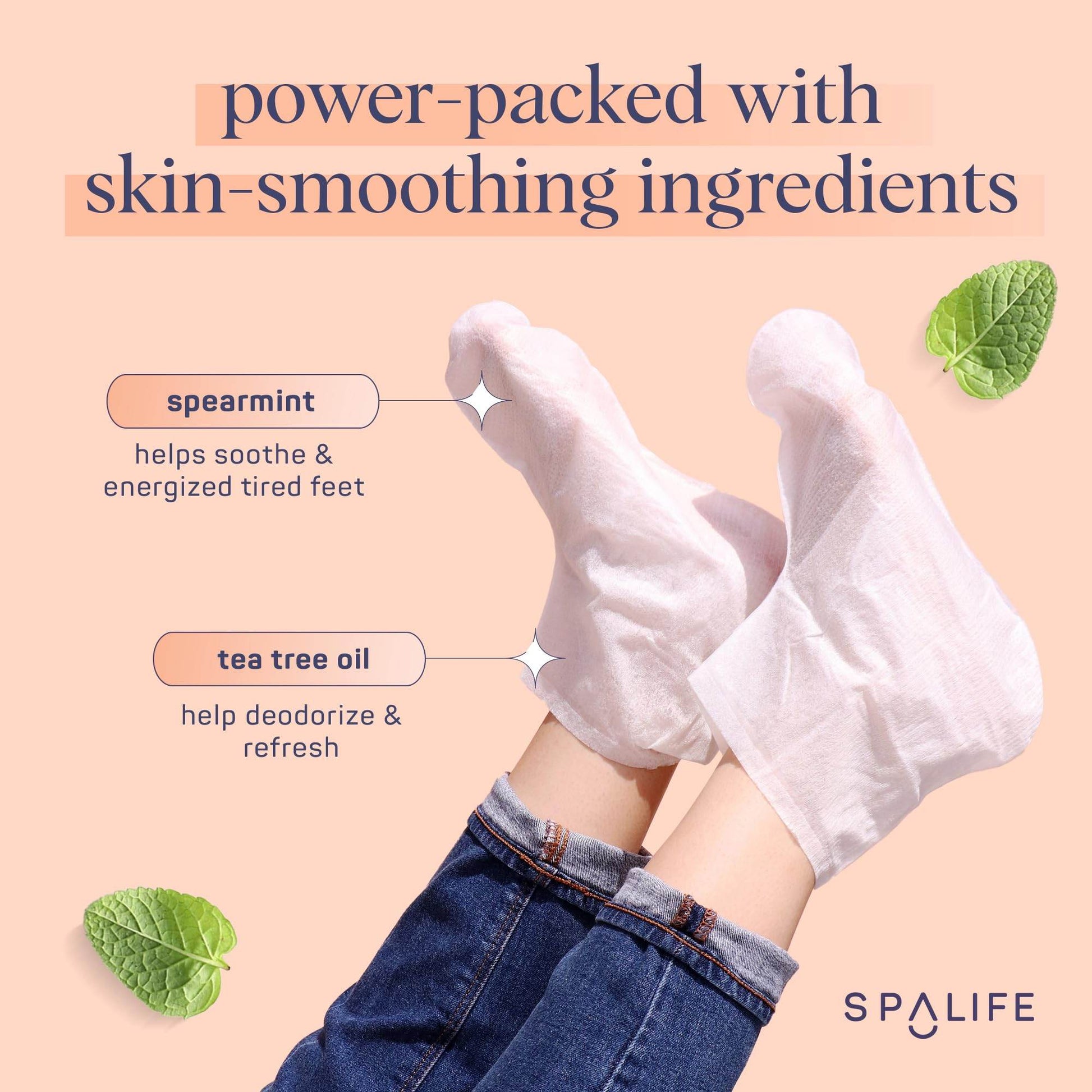 SpaLife Softening Care Foot Sockies (8-Pack) - Spearmint & Tea Tree Oil, Exfoliating Pack for Healthy Feet, Intensive Repair, Callus Remover Sockies, Dry Skin Solution, Moisturizing Foot Treatment - zenfulharmony.com