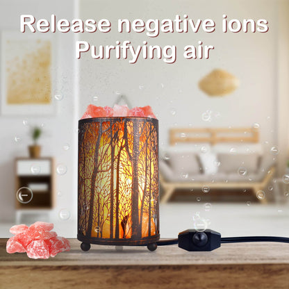 Himalayan Pink Salt Lamp, Natural Salt Rock Lamp with Retro Forest Basket and Dimmer Switch, Romantic Night Light Plug in, Decor Desk Lamp - zenfulharmony.com