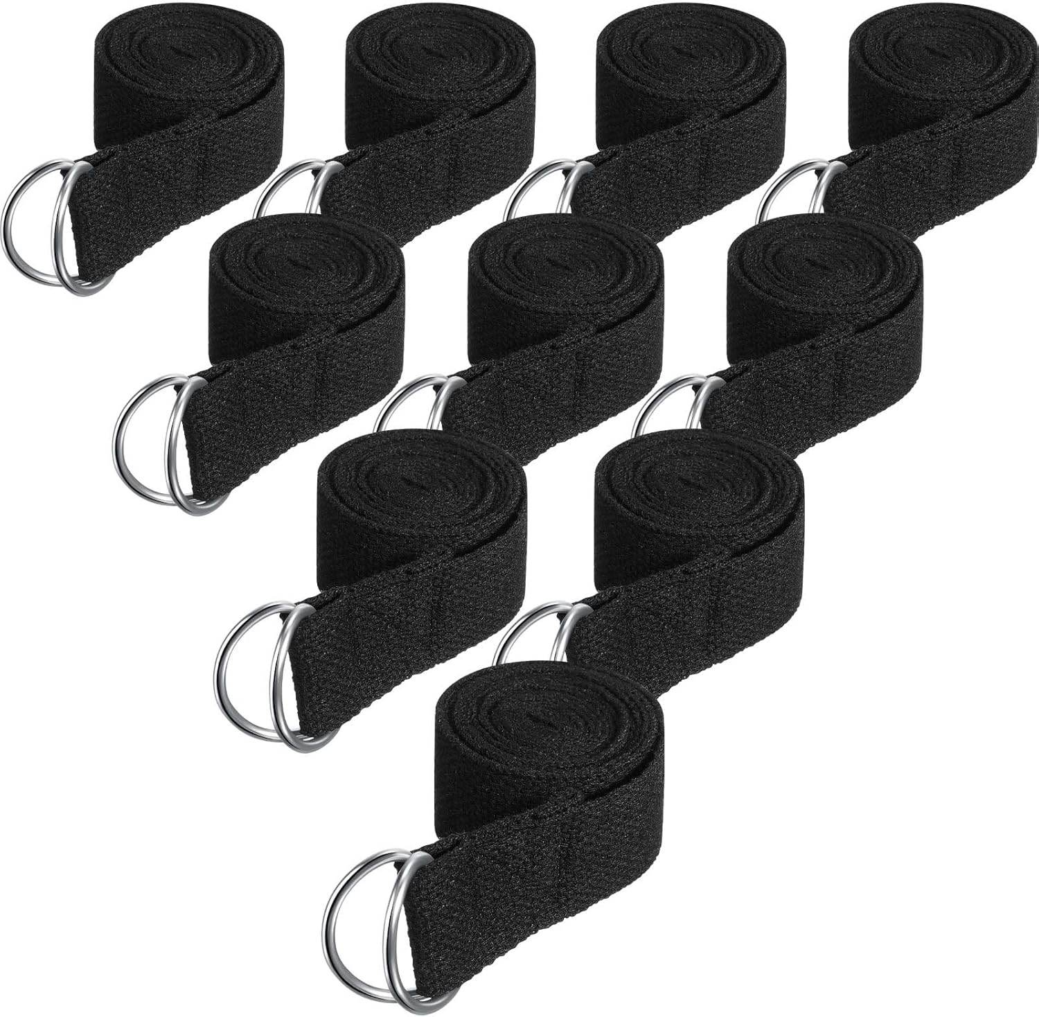 Jerify 10 Pcs Yoga Strap for Stretching Bulk 6ft Exercise Stretch Band with Metal D Ring Adjustable Pilates Non Elastic Yoga Stretch Belt for Women Men Physical Fitness Gym Workout Dance - zenfulharmony.com