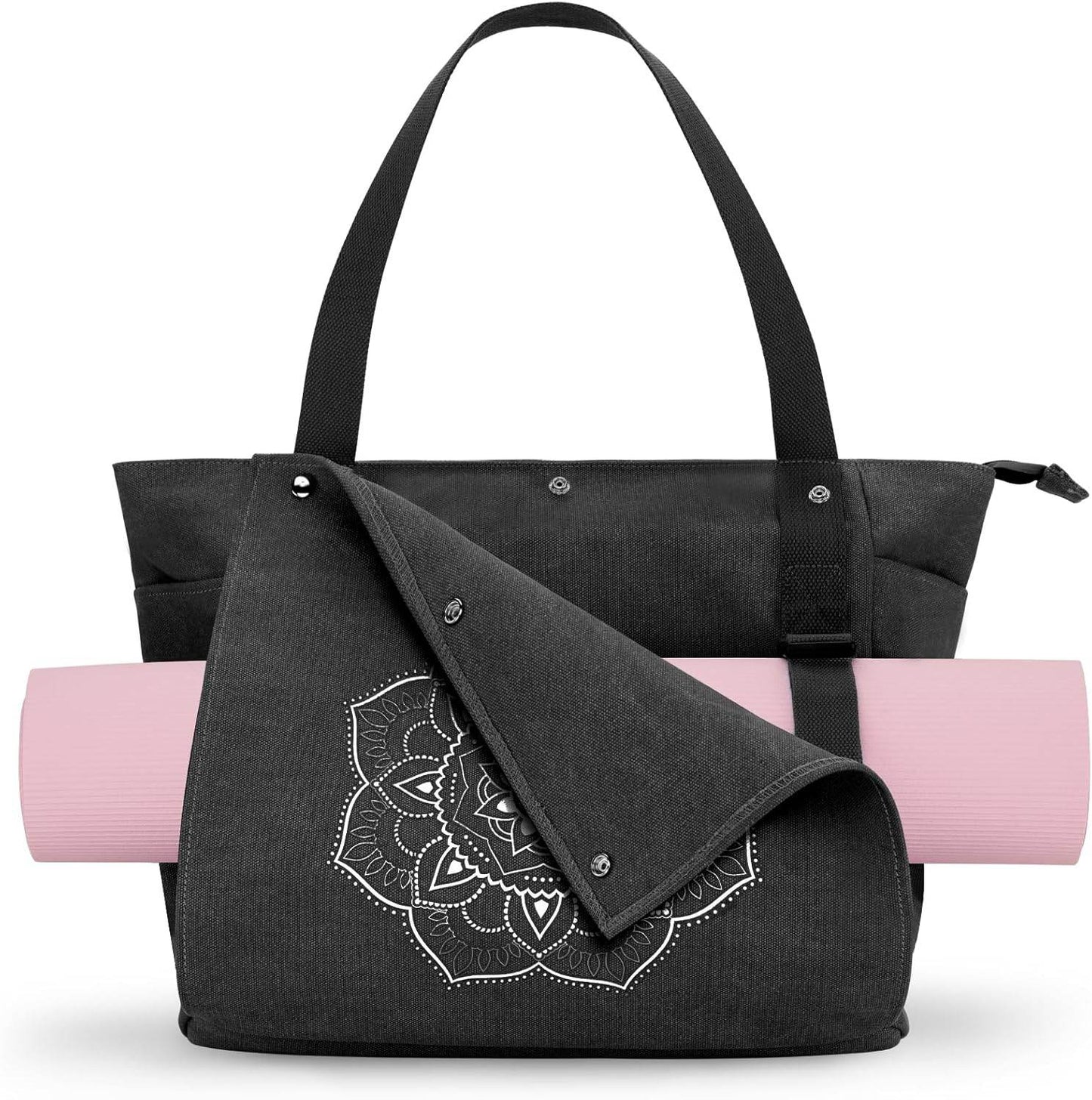 Gonex Yoga Mat Bag, Yoga Gym Bag Tote Bag with Multi Pockets For Women Men, Canvas Yoga Mat Carrier Take in Out Mat Easily For Pilates Travel Workout Office - zenfulharmony.com
