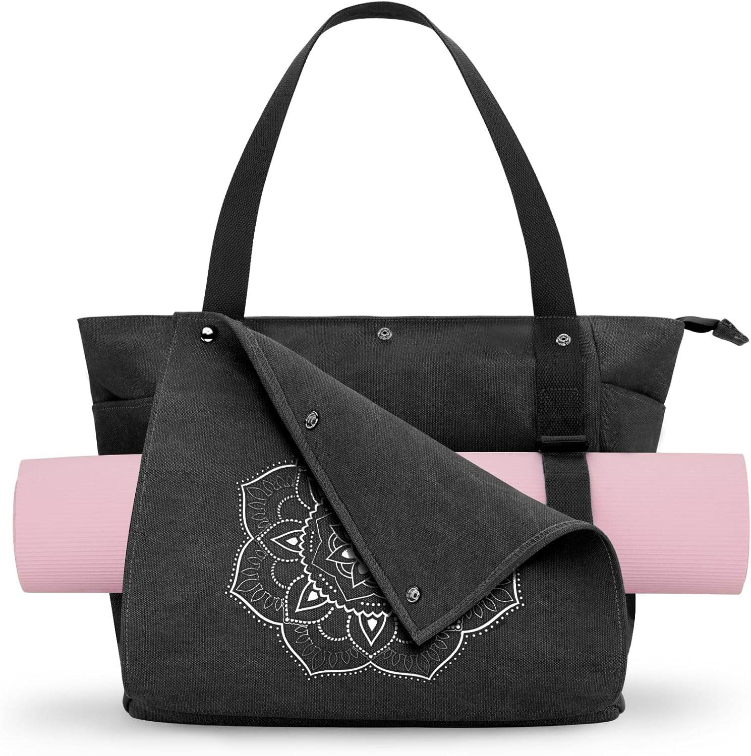 Gonex Yoga Mat Bag, Yoga Gym Bag Tote Bag with Multi Pockets For Women Men, Canvas Yoga Mat Carrier Take in Out Mat Easily For Pilates Travel Workout Office - zenfulharmony.com