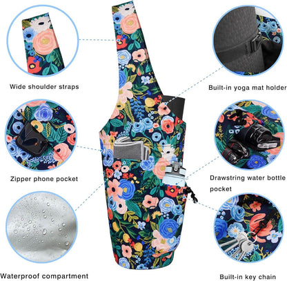 Yoga Mat Bag - Large Opening Long Tote Yoga Mat Carrier Holder Bag with Waterproof Wet Zipper Pocket and Drawstring Water Bottle Pocket - Yoga Bag Fit Most Size Mats - zenfulharmony.com