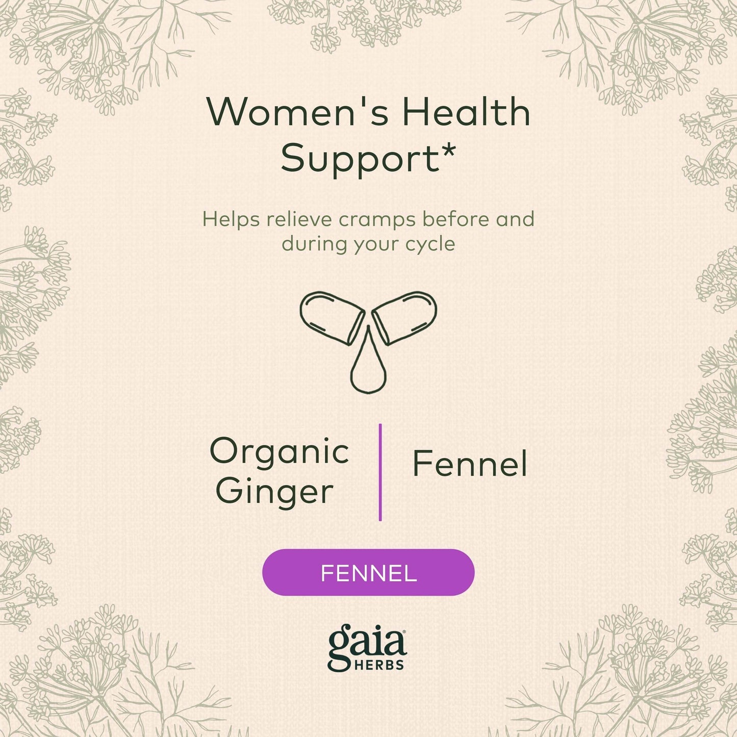 Gaia Herbs Cramp Relief - Herbal Supplement for Hormone Balance & Period Cramp Relief - Made with Organic Licorice Root, White Peony Root, Turmeric & More - 60 Vegan Capsules (60 Servings) - zenfulharmony.com