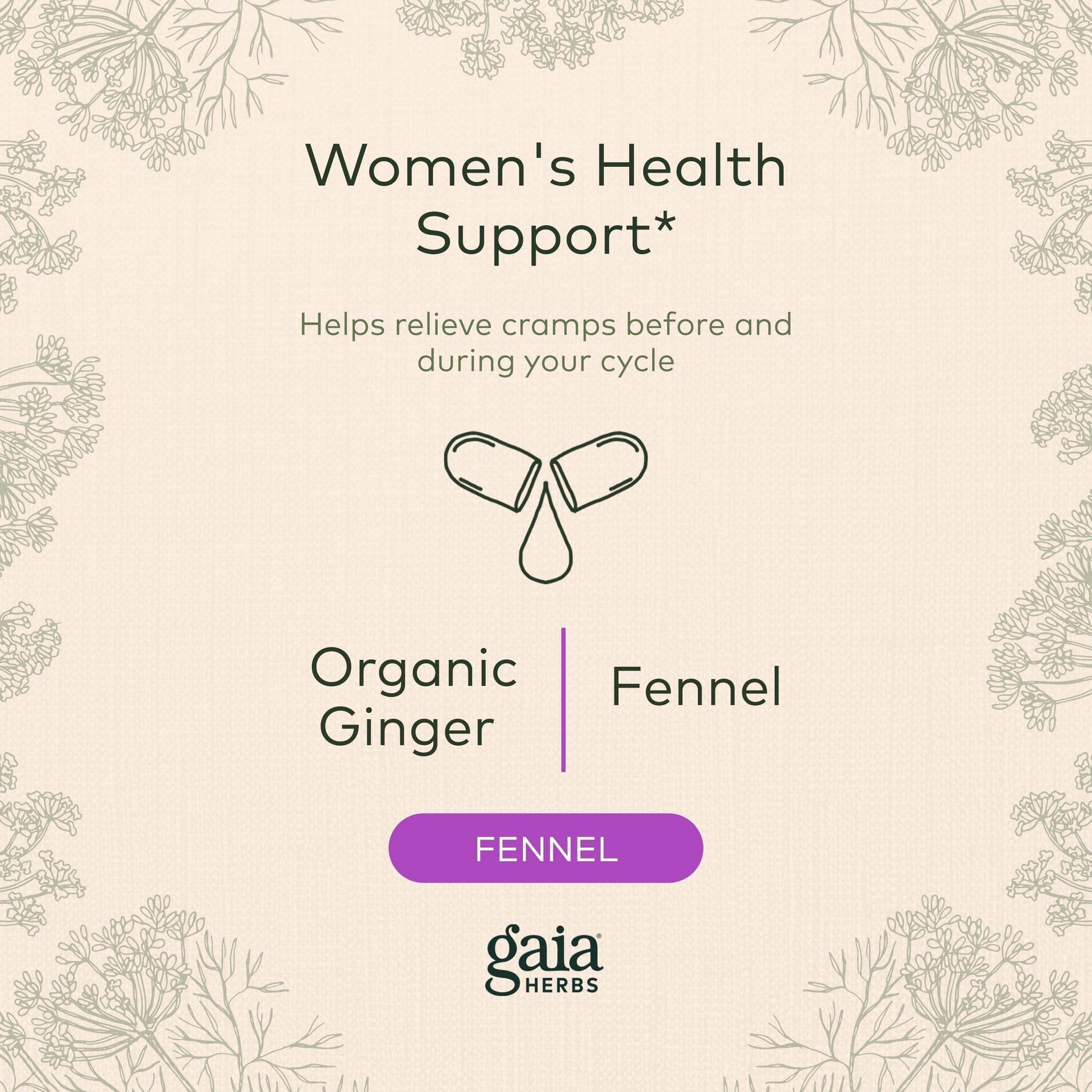 Gaia Herbs Cramp Relief - Herbal Supplement for Hormone Balance & Period Cramp Relief - Made with Organic Licorice Root, White Peony Root, Turmeric & More - 60 Vegan Capsules (60 Servings) - zenfulharmony.com