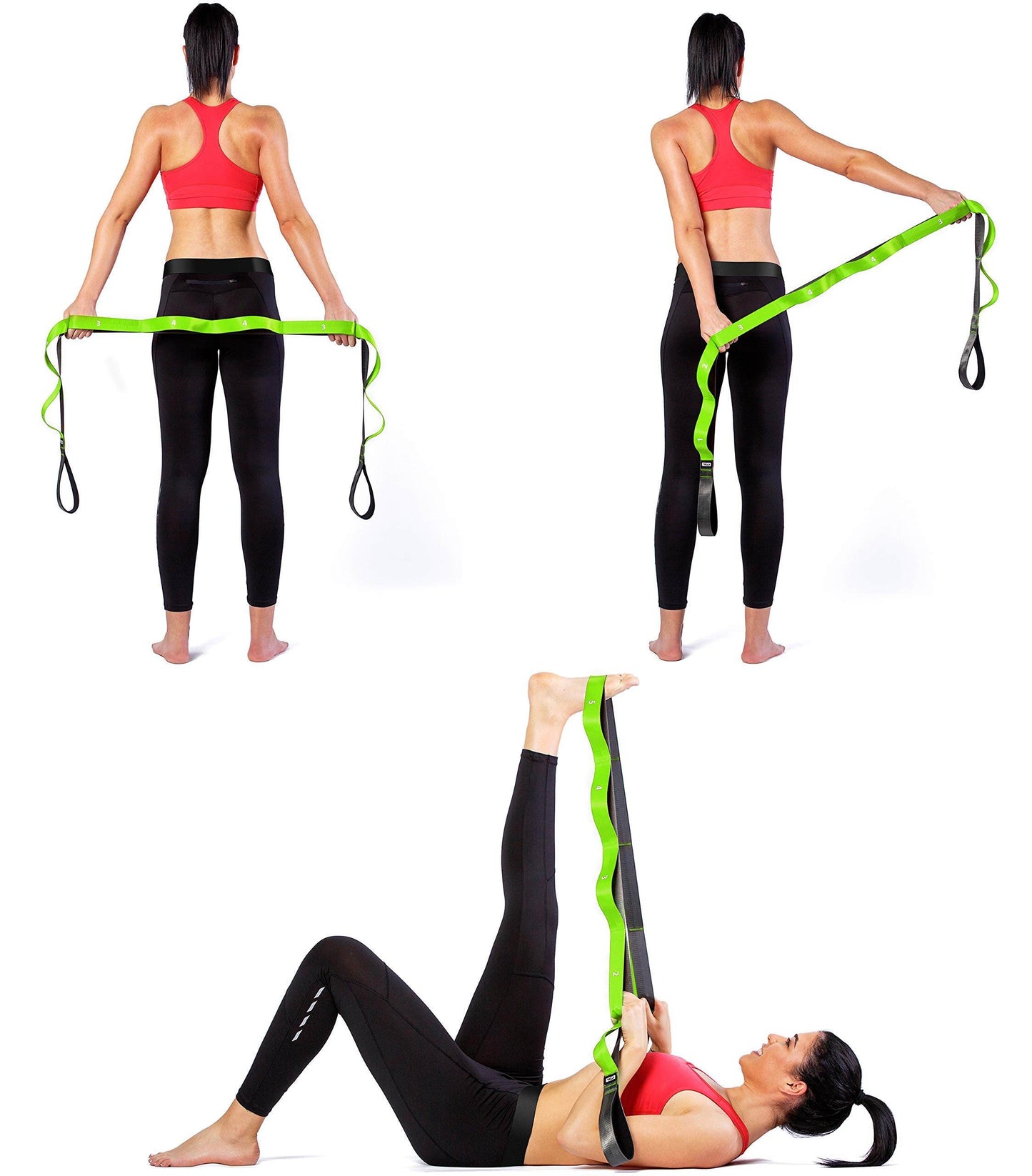 Stretching Strap with Loops - Non Elastic Stretch Band for Physical Therapy, Yoga Strap for Stretching Equipment, Stretch Bands for Exercise and Flexibility - Fascia, Hamstring & Leg Stretcher Belt - zenfulharmony.com