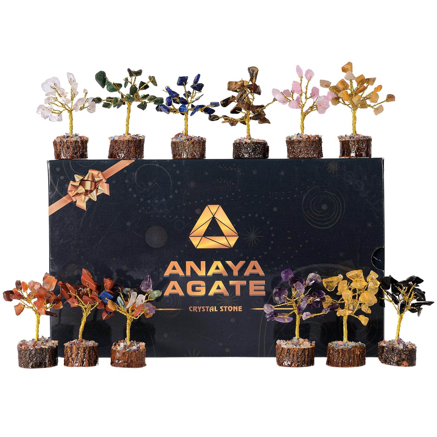 Crystal Tree Gift for Women - Set of 12 Handcrafted Tree of Life Chakra Healing Crystals & Stones for Positive Energy, Good Luck - Perfect Home and Office Decor - Birthday Gifts for Mom & Dad - zenfulharmony.com