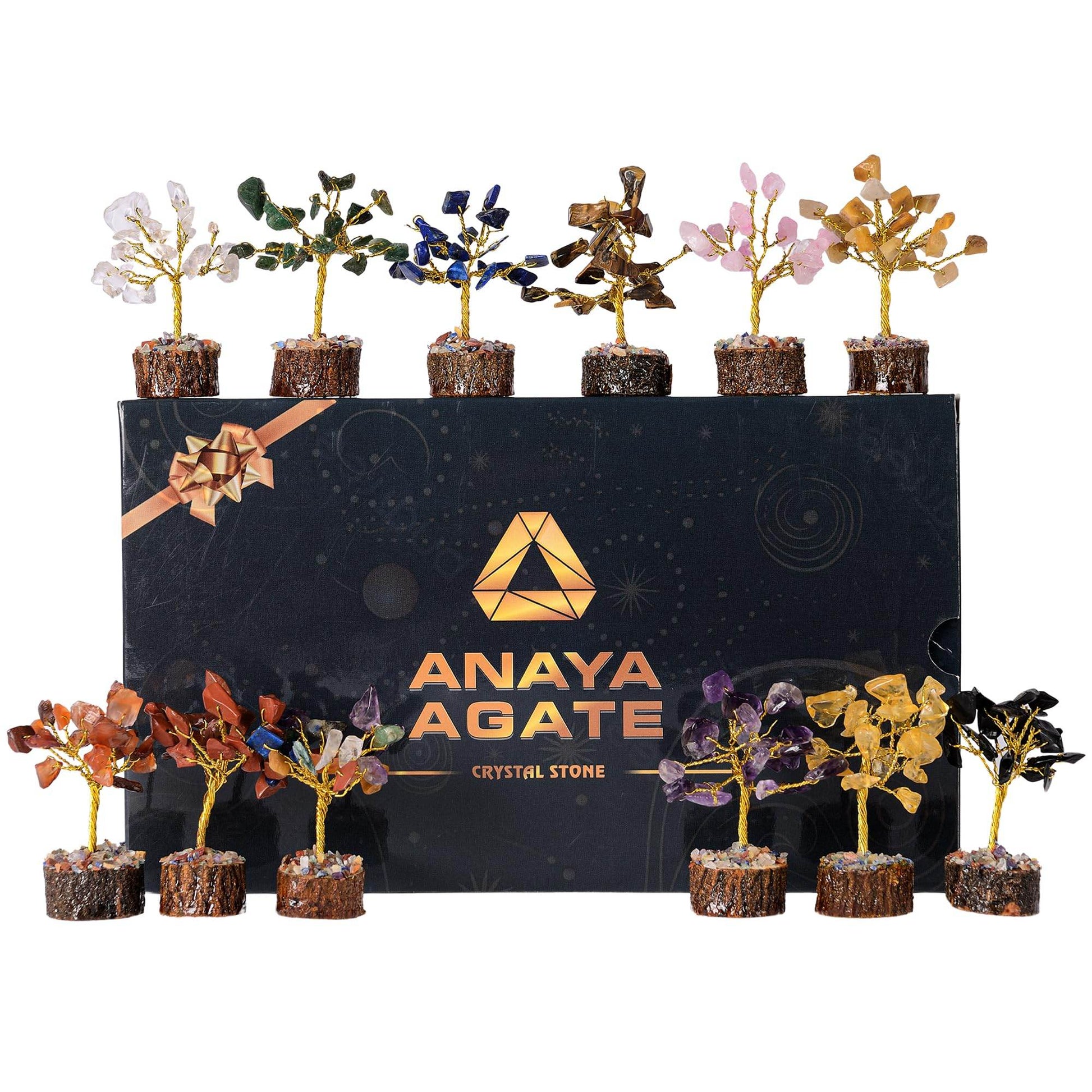 Crystal Tree Gift for Women - Set of 12 Handcrafted Tree of Life Chakra Healing Crystals & Stones for Positive Energy, Good Luck - Perfect Home and Office Decor - Birthday Gifts for Mom & Dad - zenfulharmony.com