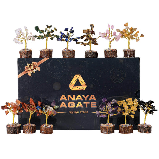 Crystal Tree Gift for Women - Set of 12 Handcrafted Tree of Life Chakra Healing Crystals & Stones for Positive Energy, Good Luck - Perfect Home and Office Decor - Birthday Gifts for Mom & Dad - zenfulharmony.com