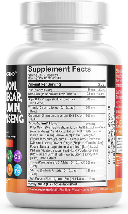 Clean Nutraceuticals Ceylon Cinnamon 3000mg Turmeric 3000mg Apple Cider Vinegar 3000mg Ginseng 2000mg Berberine 1200mg Plus Bitter Melon Gymnema Milk Thistle Fenugreek - zenfulharmony.com