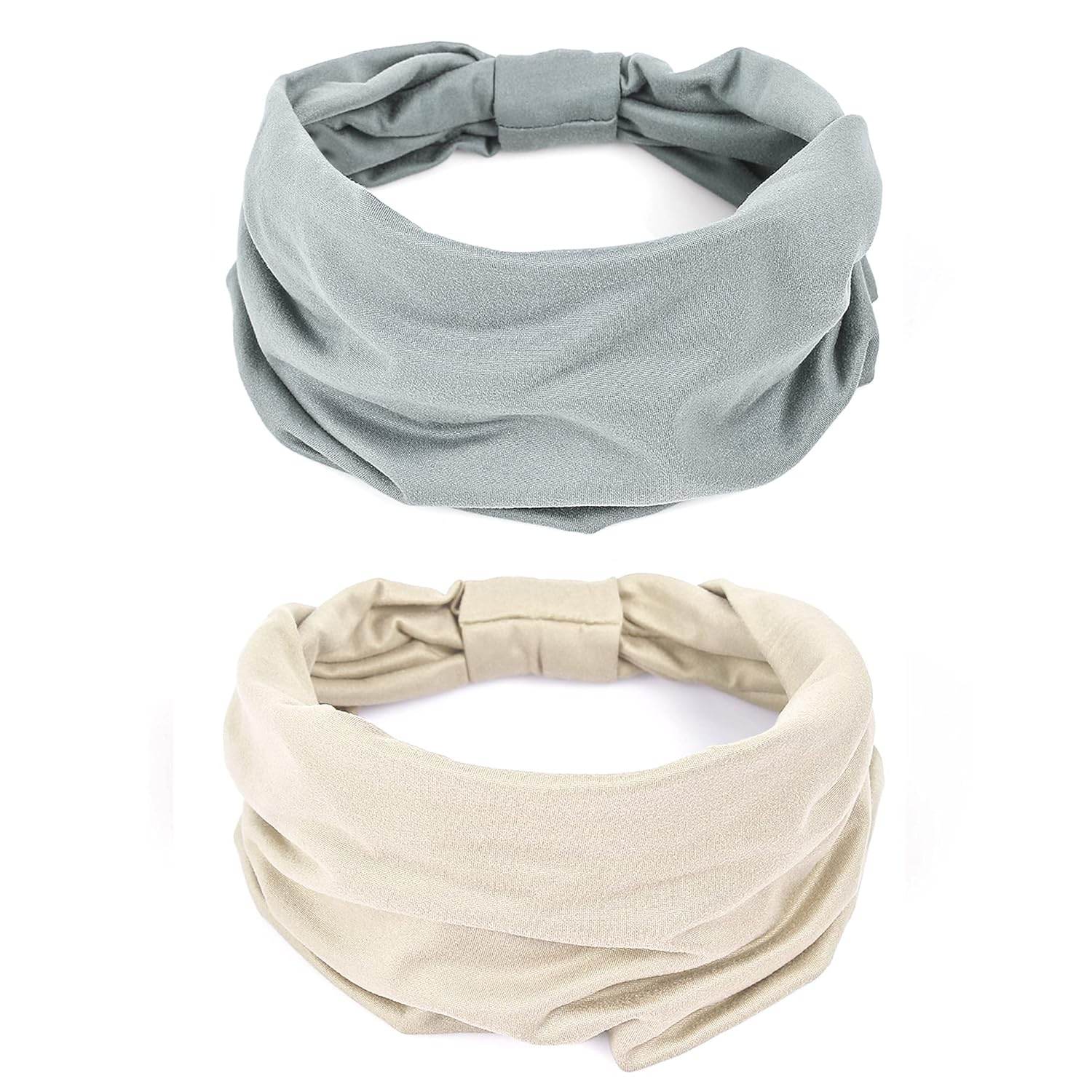 GILI 6 Pack Wide Headbands for Women Non Slip Soft Elastic Hair Bands Yoga Running Sports Workout Gym Head Wraps, Knotted Cotton Cloth African Turbans Bandana (with 6 Pcs Hair Ties) - zenfulharmony.com