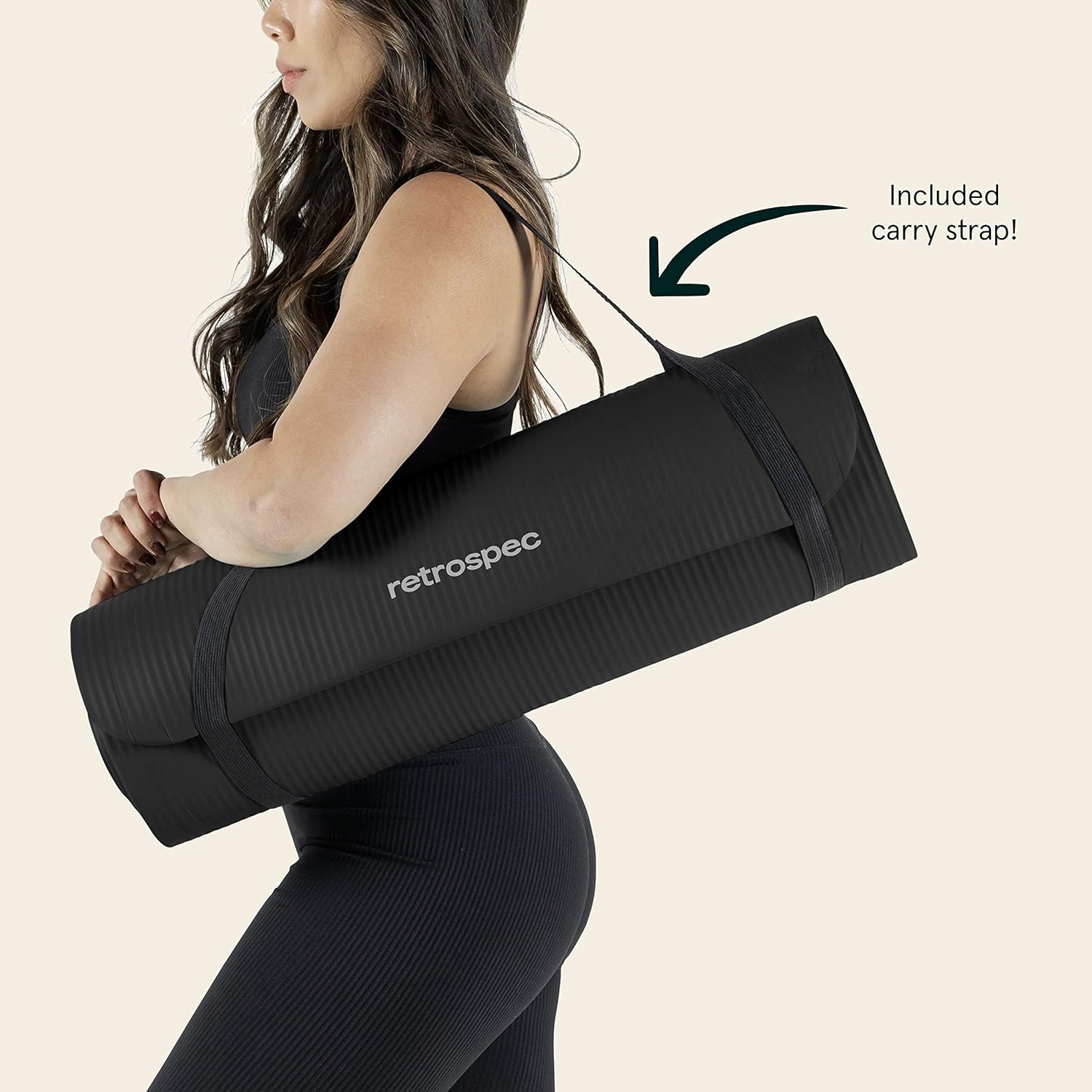 Retrospec Solana Yoga Mat 1" Thick With Nylon Carry Strap for Men & Women - Non Slip Exercise Mat for Home Yoga, Pilates, Stretching, Floor & Fitness Workouts - zenfulharmony.com