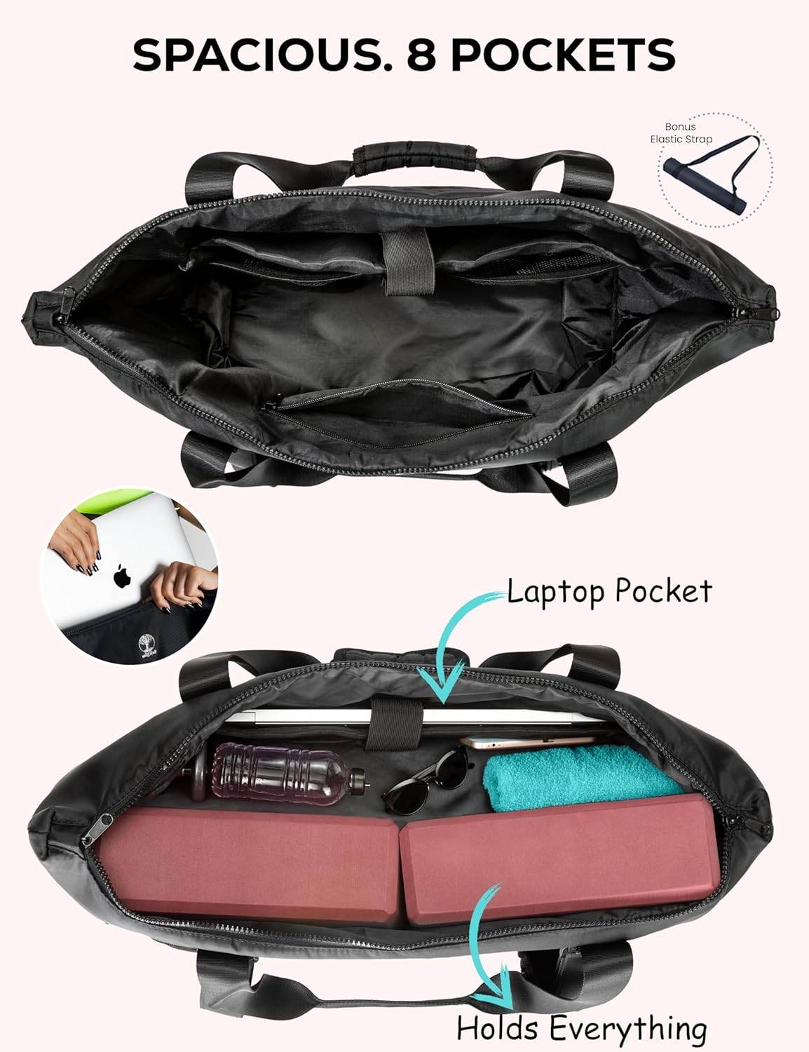 Yoga Mat Carrier - Expandable, Built-In Mat Straps, Water & Shock Resistant Laptop Pocket. Yoga Travel Bag with Luggage Sleeve, Gym Bags For Men & Women, Large Yoga Mat Tote Bag - zenfulharmony.com