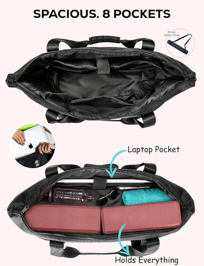 Yoga Mat Carrier - Expandable, Built-In Mat Straps, Water & Shock Resistant Laptop Pocket. Yoga Travel Bag with Luggage Sleeve, Gym Bags For Men & Women, Large Yoga Mat Tote Bag - zenfulharmony.com