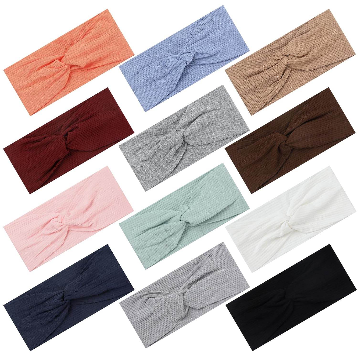 12 Pcs Stretchy Headbands for Women, Absorbed Sport Headband Soft Twist Knotted Headbands for Daily Life Yoga Workout - zenfulharmony.com