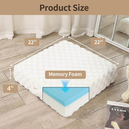 LOVMOC 22 inches Meditation Floor Pillow, 2 Pack Square Large Floor Cushions for Adults, Thick Memory Foam Seat Cushions for Yoga, Living Room, Sofa, Tatami, Cream - zenfulharmony.com
