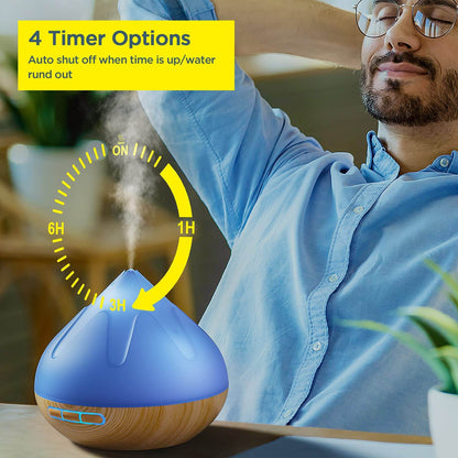 Aroma Diffiser with Essential Oils Set, 500 ML Essential Oil Diffuser with Remote Control, Humidifier with 14 Color Lights for Large Room, 4 Timer Setting, Auto Shut-Off - zenfulharmony.com