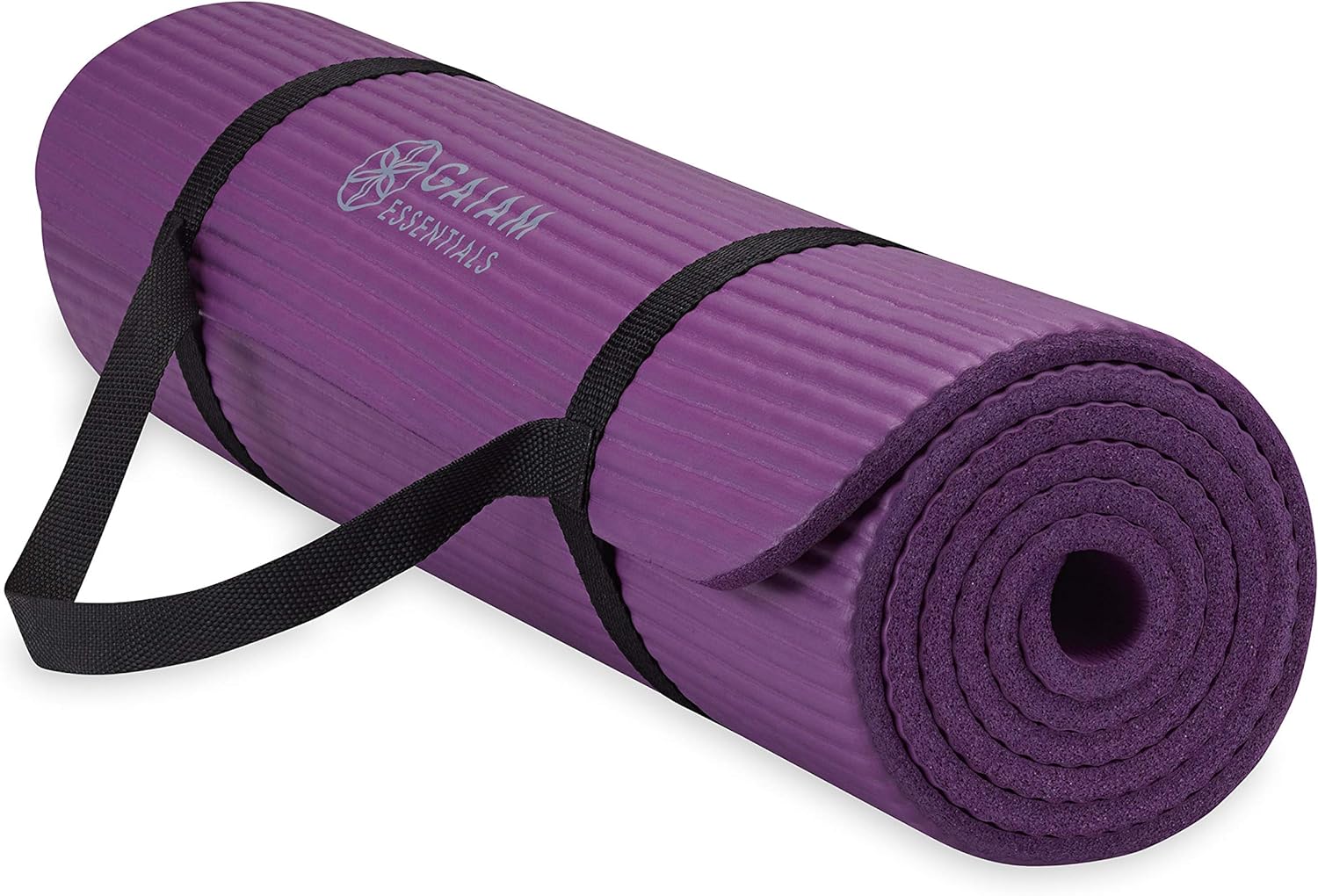 Gaiam Essentials Thick Yoga Mat Fitness & Exercise Mat with Easy-Cinch Yoga Mat Carrier Strap, 72"L x 24"W x 2/5 Inch Thick - zenfulharmony.com