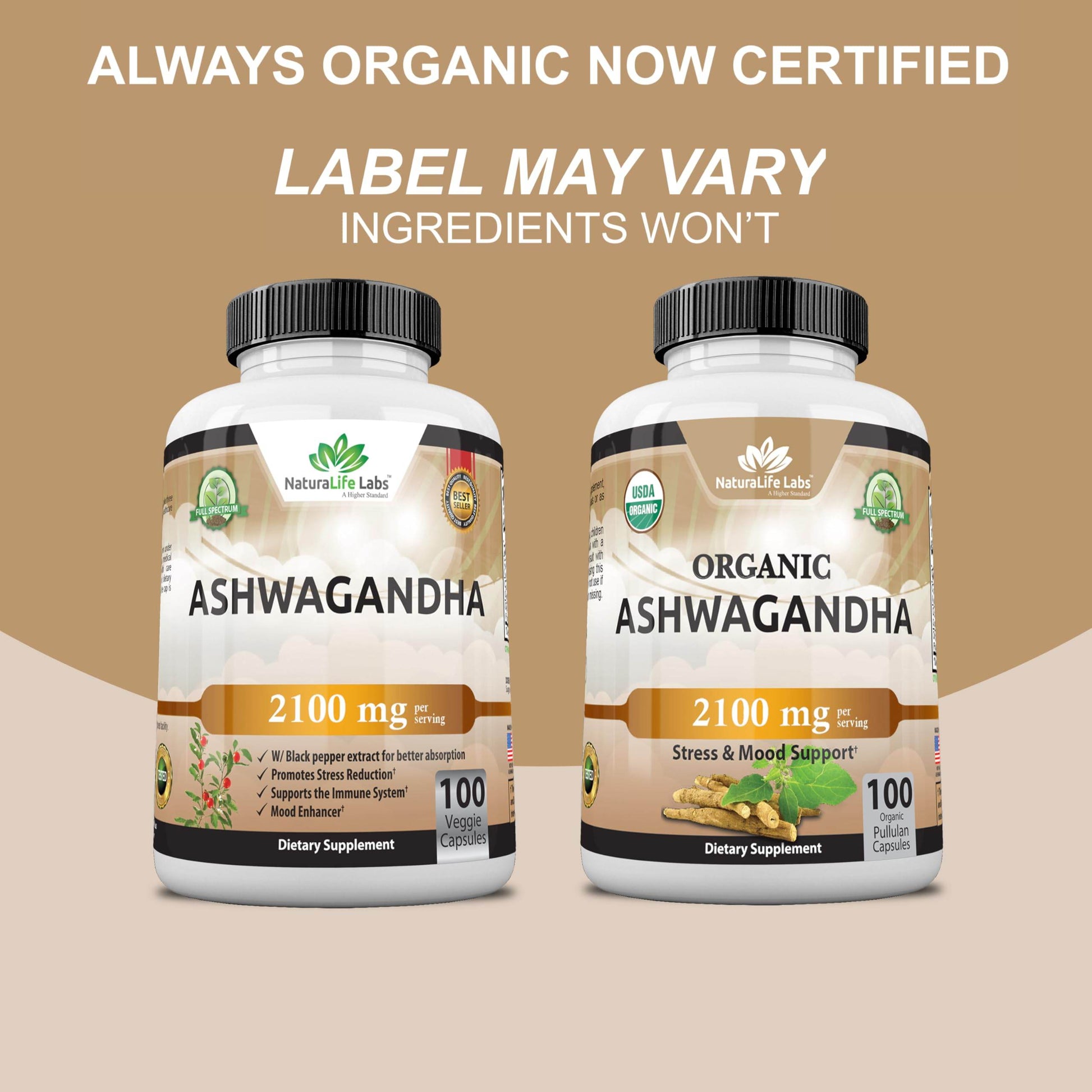 Organic Ashwagandha 2,100 mg - 100 Veggie Capsules Pure Organic Ashwagandha Powder and Root Extract - Stress Relief, Mood Enhancer - zenfulharmony.com