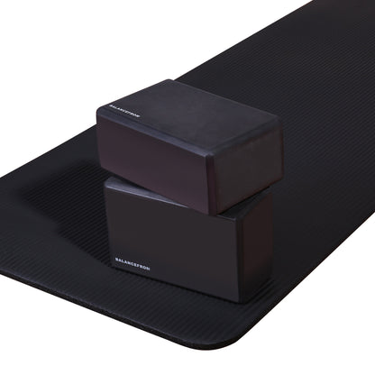 Fitvids Set of 2 High Density Yoga Blocks, 9"x6"x4" Each, Pair (Black) - zenfulharmony.com