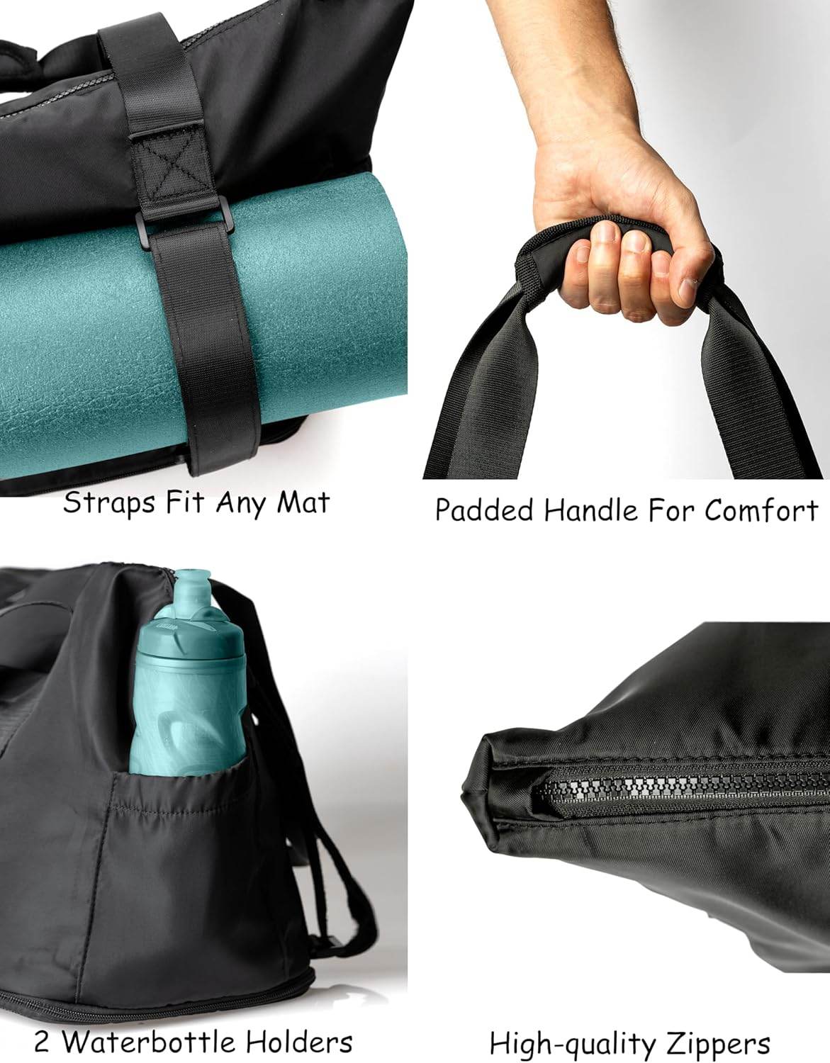 Yoga Mat Carrier - Expandable, Built-In Mat Straps, Water & Shock Resistant Laptop Pocket. Yoga Travel Bag with Luggage Sleeve, Gym Bags For Men & Women, Large Yoga Mat Tote Bag - zenfulharmony.com
