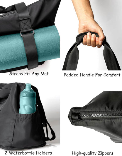 Yoga Mat Carrier - Expandable, Built-In Mat Straps, Water & Shock Resistant Laptop Pocket. Yoga Travel Bag with Luggage Sleeve, Gym Bags For Men & Women, Large Yoga Mat Tote Bag - zenfulharmony.com