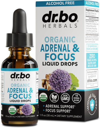 Adrenal Support Supplements Liquid Drops - Organic Adrenal and Focus Supplement, Cortisol Manager Adaptogen Adults, Ginkgo Biloba for Kids Calm - Natural Brain and Memory Fatigue Stress Attention 1oz - zenfulharmony.com