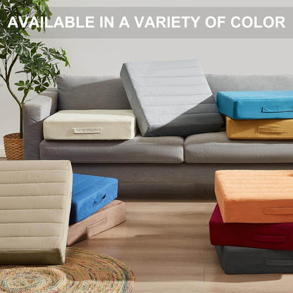 JKMAX 22 inches Floor Pillow for Adults - Large Meditation Cushion with Thick Foam & Soft Tufted Cover - Premium Outdoor Square Floor Cushion Seat - Yoga Pillows for Sitting On Floor - Light Gray - zenfulharmony.com