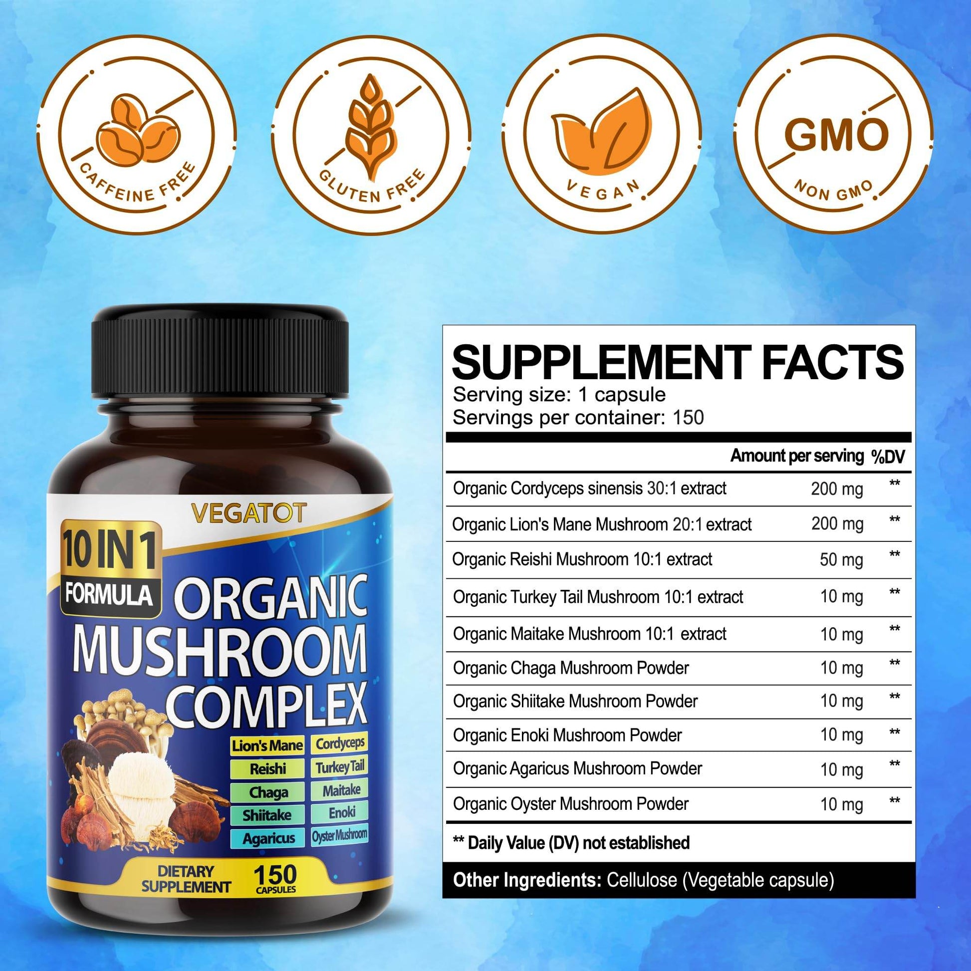 10 in 1 High Strength Mushroom Supplement 9,700MG - Lions Mane, Cordyceps, Reishi - Brain Supplements for Memory and Focus ** 5-Month Supply - zenfulharmony.com
