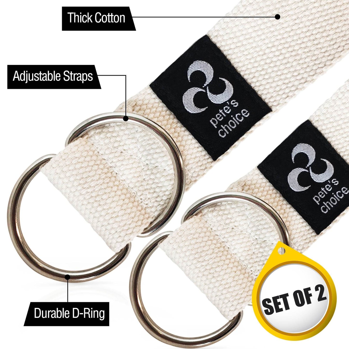 2 PACK Yoga Exercise Adjustable Straps 8Ft | BONUS eBook | with Durable D-Ring For Pilates & Gym Workouts | Hold Poses, Stretch, Improve Flexibility & Maintain Balance - zenfulharmony.com